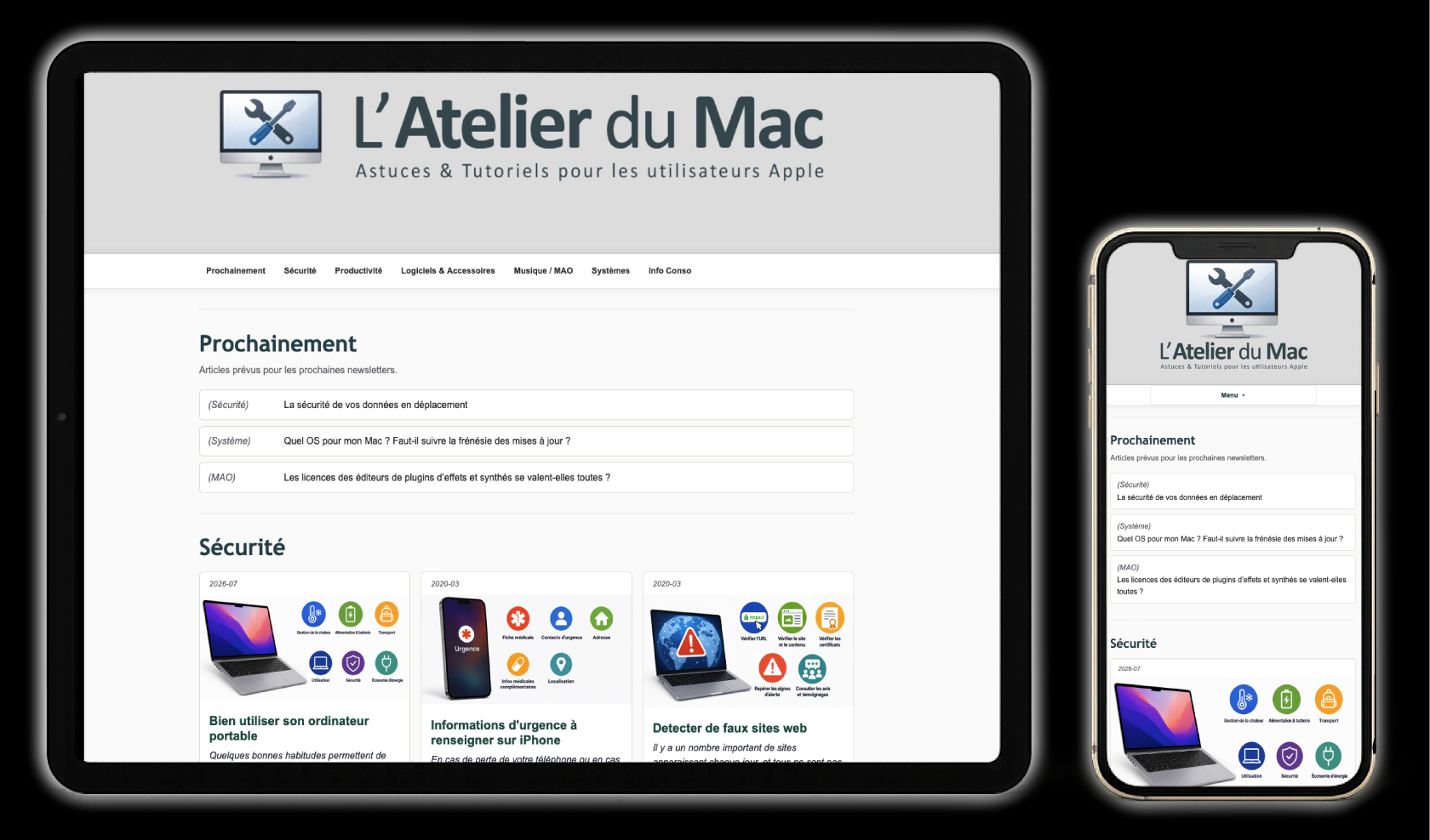 Site L'Atelier du Mac : Newsletters et Tutos